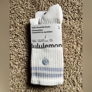 lululemon athletica Striped White and Light Blue Socks